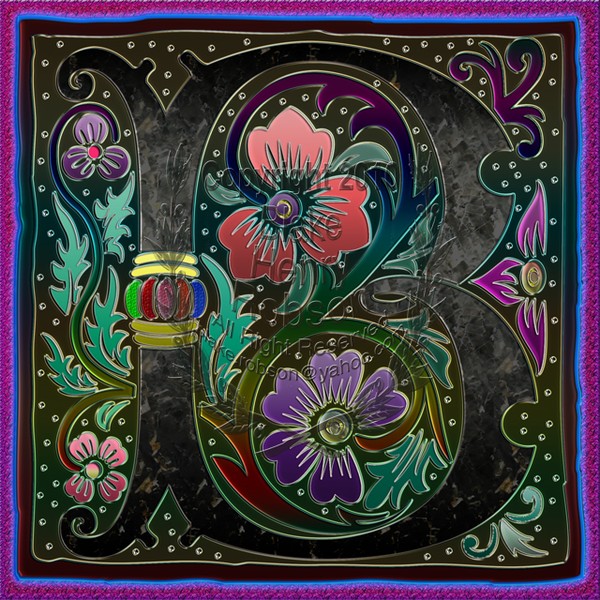 Pictorial Alphabet; Letter B Floral Design