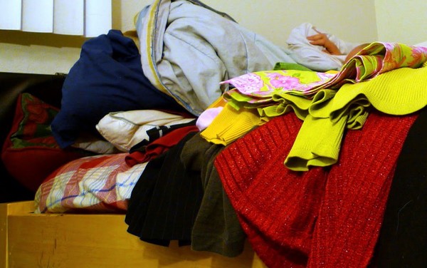 clothes on the bed