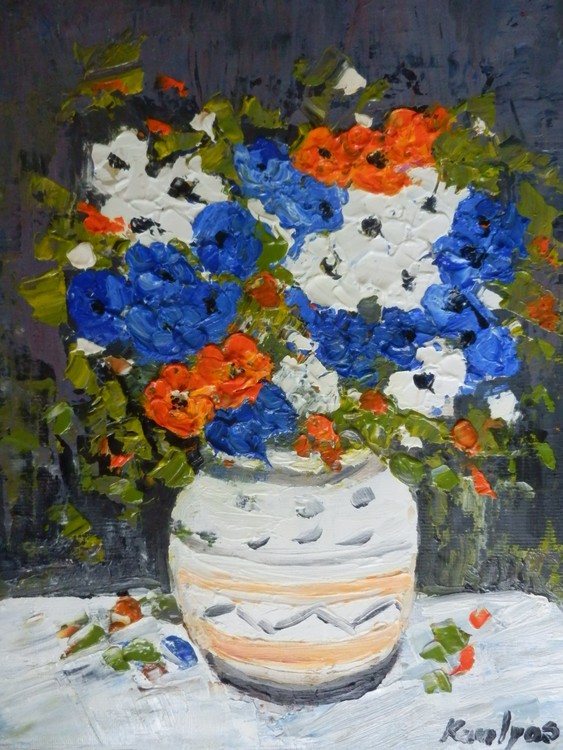 Blue flowers in a pot