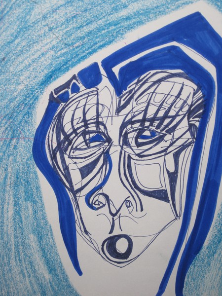 blue face