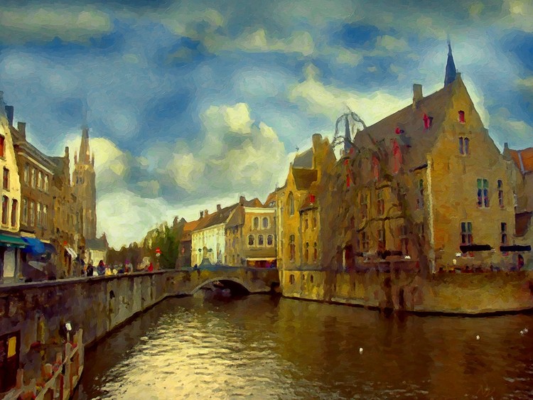 Quiet canal. Bruges. Belgium