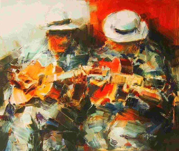 Cuban musicians 100 x 120 cm oil on linen