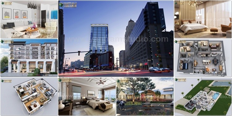High-rise Building by 3d exterior rendering services, Boston, Massachusetts