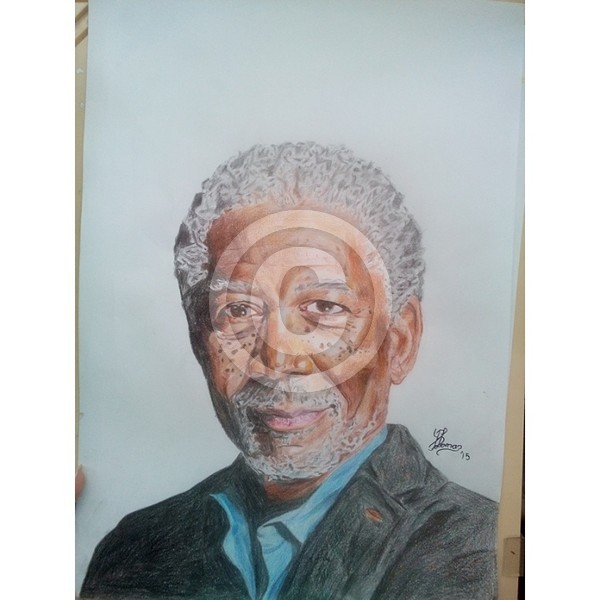 morgan freeman colour pencil drawing