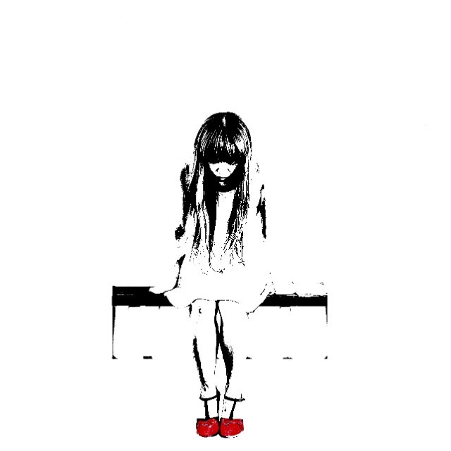 Banksy Style Girl with Red Shoes