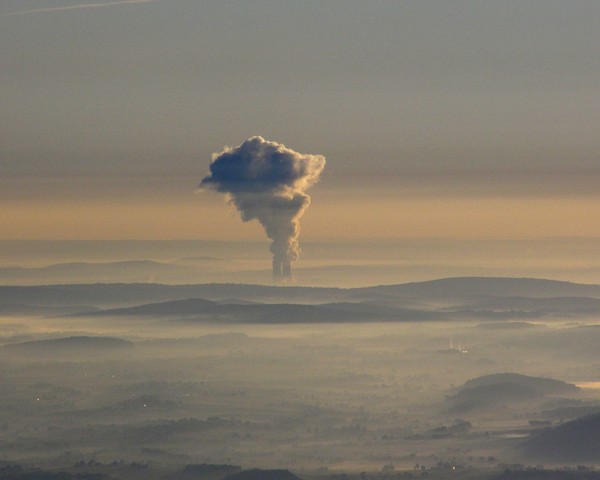 nuclear plant  cooling tower in morning