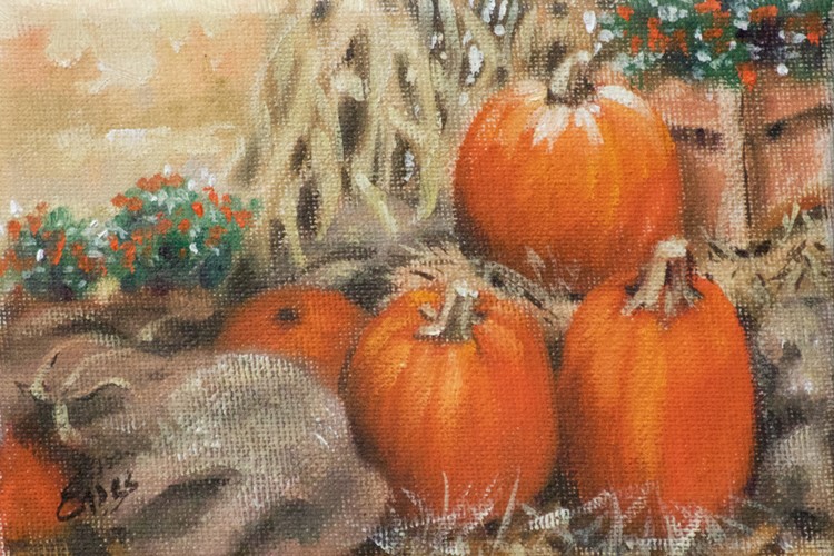 Burlap Bags and Pumpkins