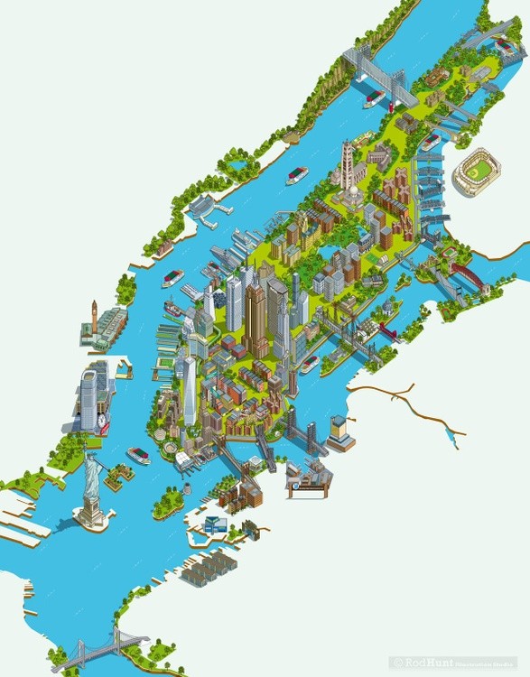 New York City Map Illustration  - Circle Line Cruises