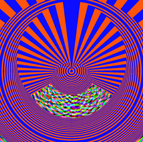 Red and blue circle composition