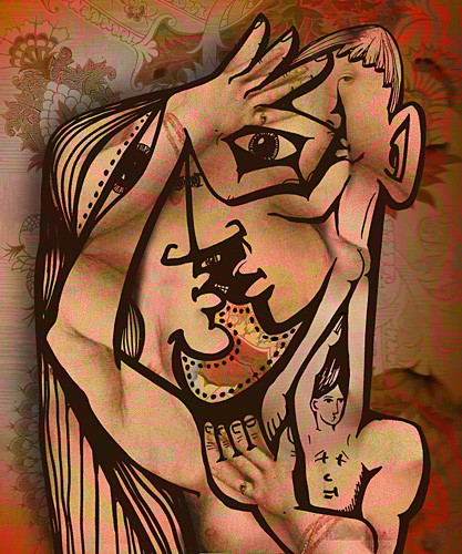 Man Peering Through Fingers