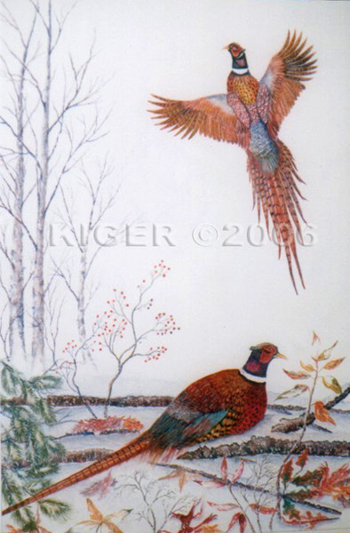 Pheasants in the Snow