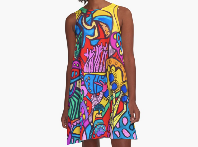 A line dress REDBUBBLE STORE by Veera Zukova. For more artworks: linktr.ee/veerazukova