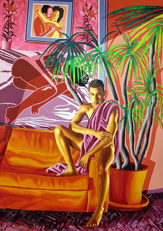 assaf henigsberg in red room homosexual paintings queer lgbt artist raphael perez