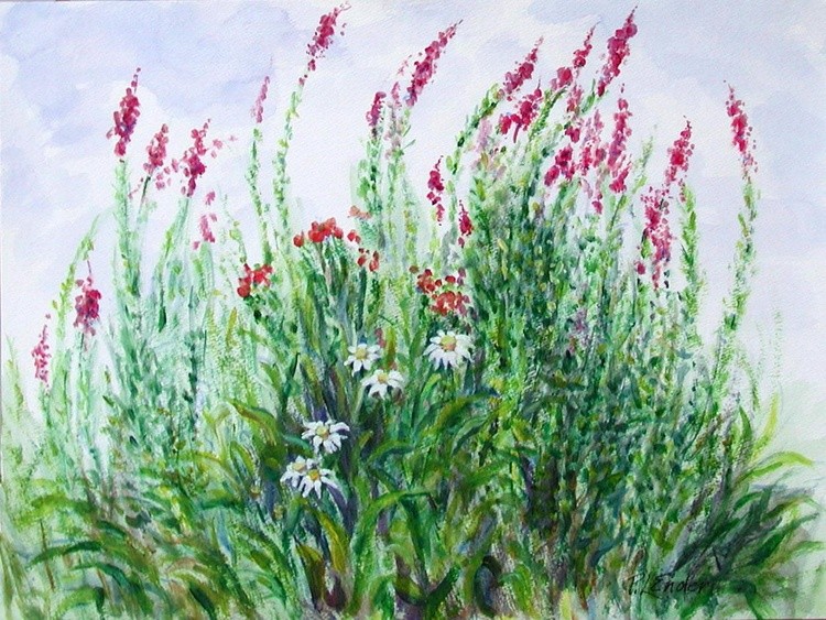Pink Blue Green White Flowers