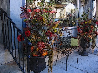 Autumn Store Front Flower Arrangement