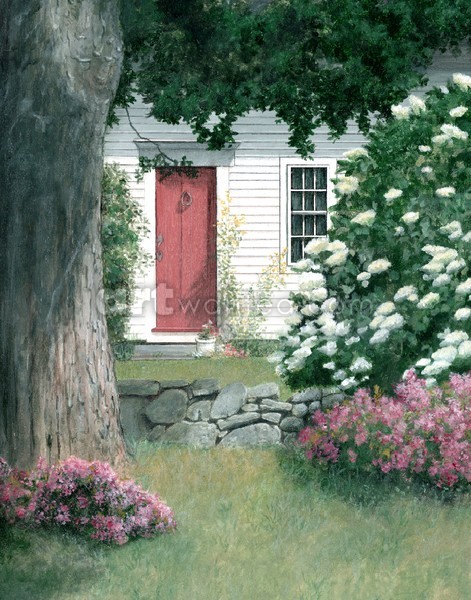 Spring Flowers Door Scene Print