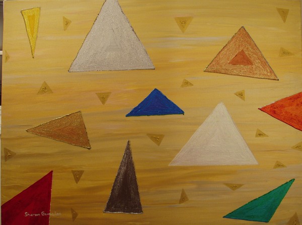 Floating Metallic Sparkle Triangles
