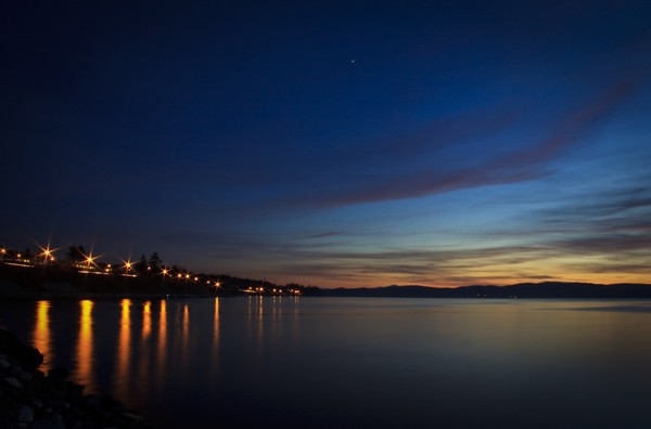sunset with lights
