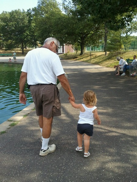 Walking hand in hand.