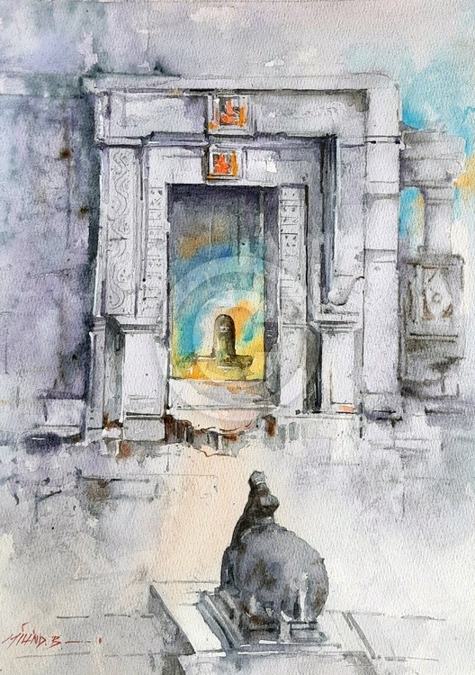 Wadeshwar Temple  INDIAWatercolor Painting By Milind Bhanji milindbhanjiSize 11x14 Inch  Date 23 Jul