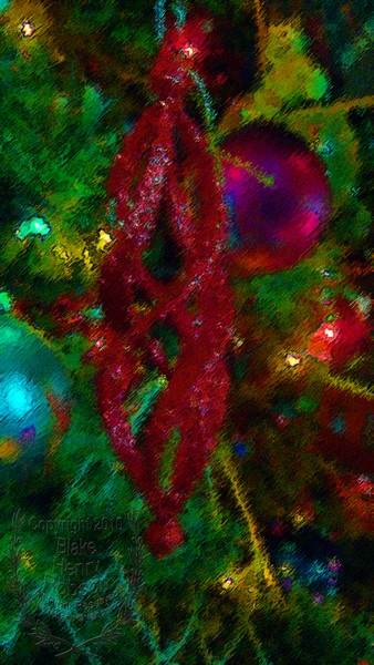 Christmas tree, ornaments, tinsel & colorful light