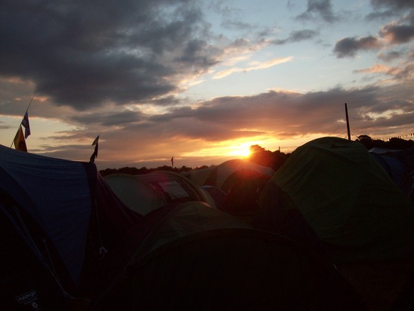 Sunrise over a campsite
