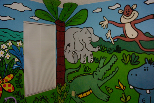 4 wall cartoon jungle mural (3of 7)