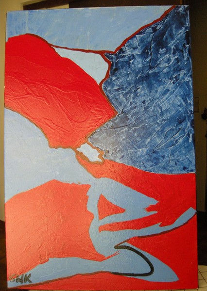 abstract acrylic on canvas 94x63 cm