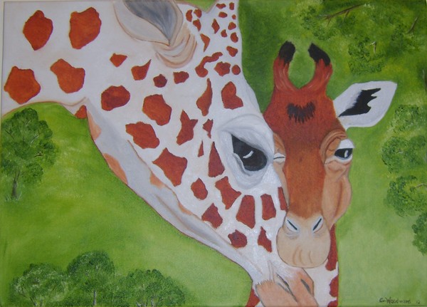 mother and baby giraffe