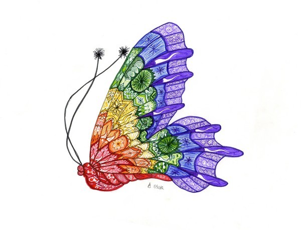 Rainbow Butterfly drawing