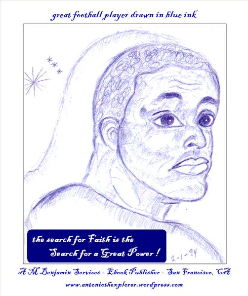 great football player in blue ink