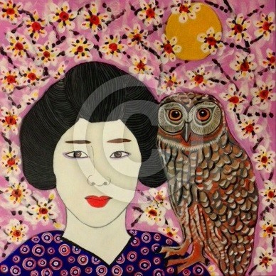 Geisha with owl
