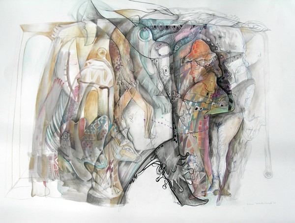 Serie NATURALEZA SUMERGIDA (V). Técnica mixta sobre cartulina. 100x 70 cms. Año 2008