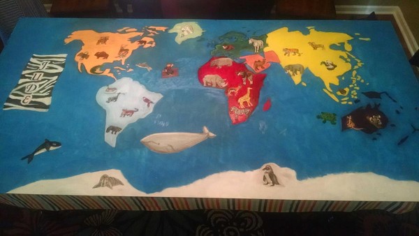 Animal Map Custom Oil on wood