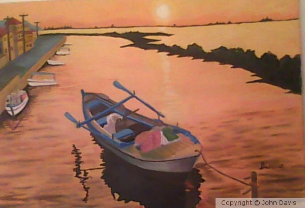boat on sunset