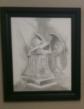 untitled crying angel cemetary statue (framed)