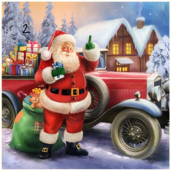 Santa with classic car