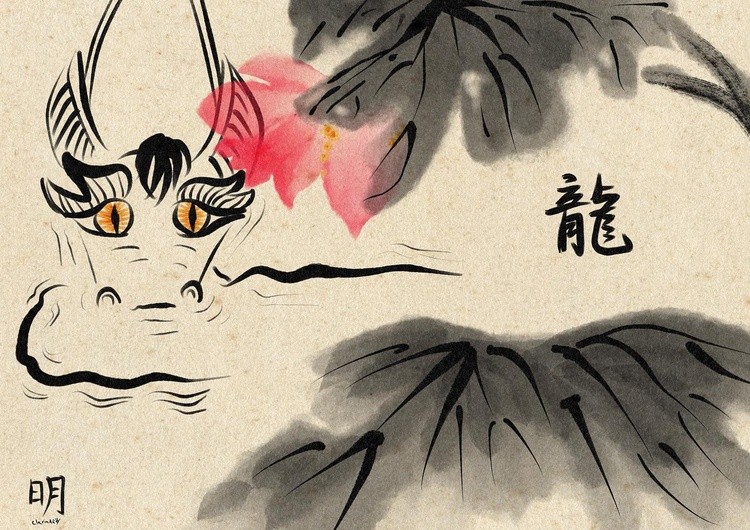 Peeking Dragon inspired by Paint the Dragon Dot the Eyes by 2501987 on AO3 xicheng mdzs fanart fanfi