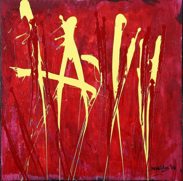 A in capital and yellow