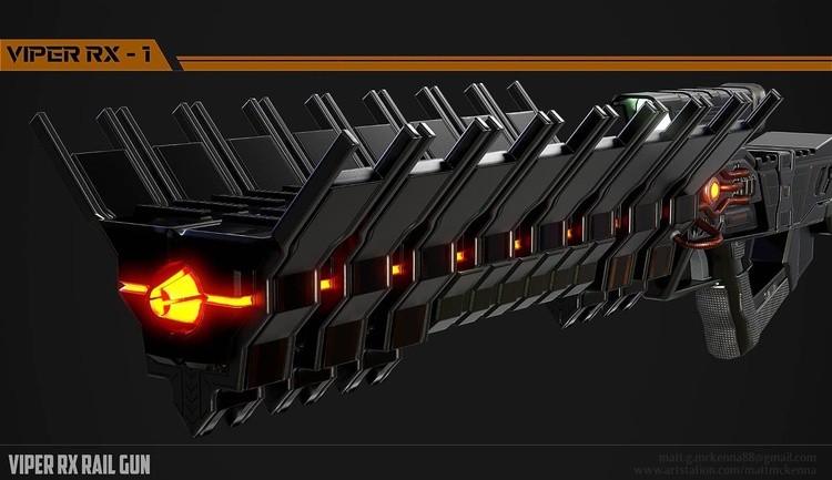 Designed and modeled my own rail gun titled the Viper RX-1