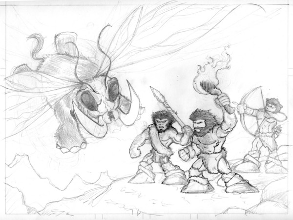 Cavemen vs. Mammoth/Mothra - Freelance Work