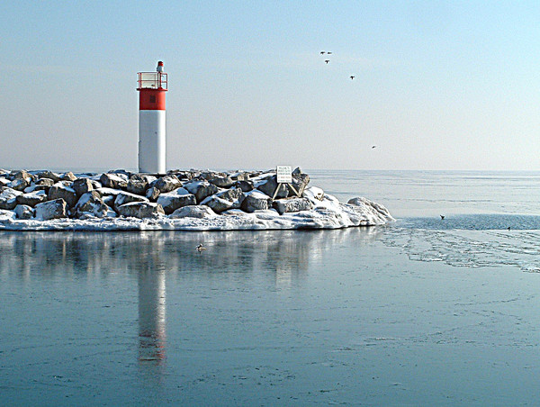 ice reflection   not water lighthouse