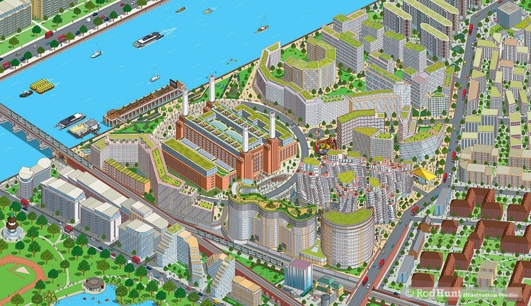 Battersea Power Station Development Map Illustration