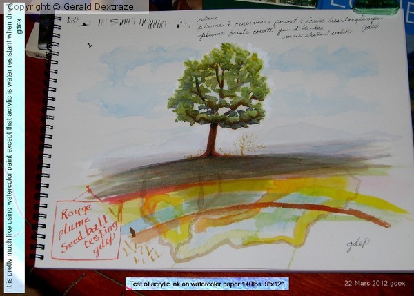 acrylic ink (2) test on W/C paper