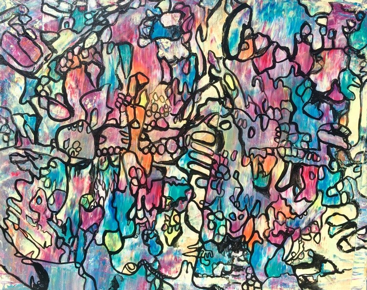 107. FOX Acrylic, Watercolor on Canvas 50x61cm, 2021 Veera Zukova, Finland