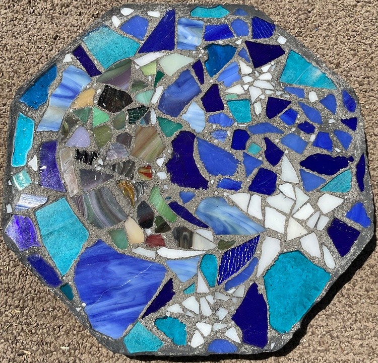 Moon and Stars stained glass step stone