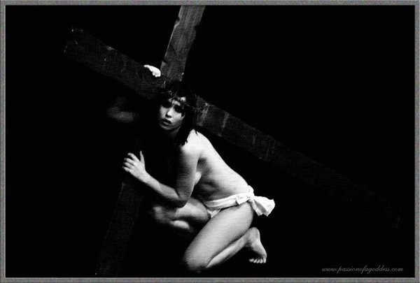 Carrying the cross in black