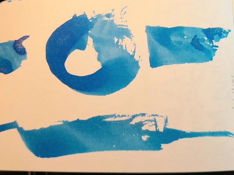 Blue abstract brush and ink