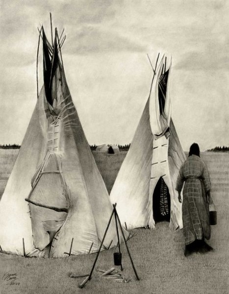 Native American Woman with Water
