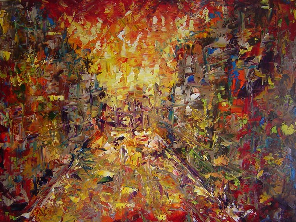Original oil knife painting by Eugenia Abramson